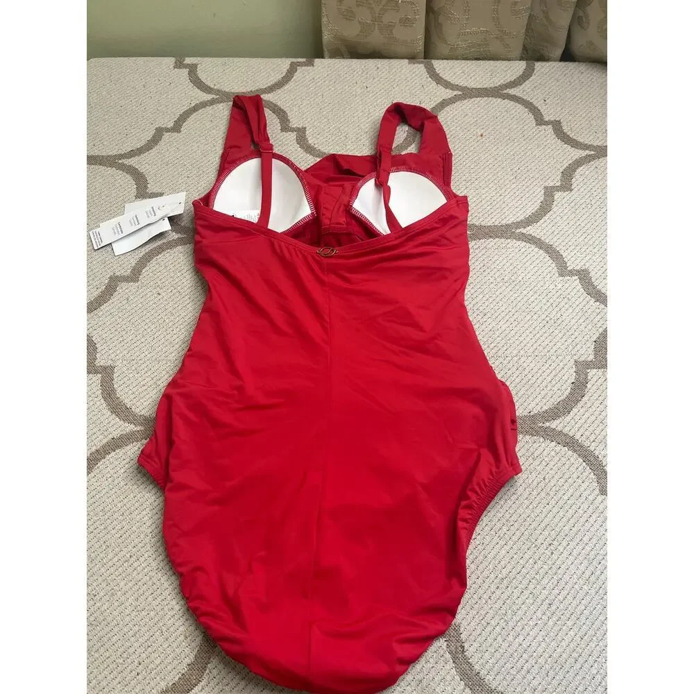 Jantzen Red Surplice One Piece Tummy control swimsuit, size 10, MSRP $95